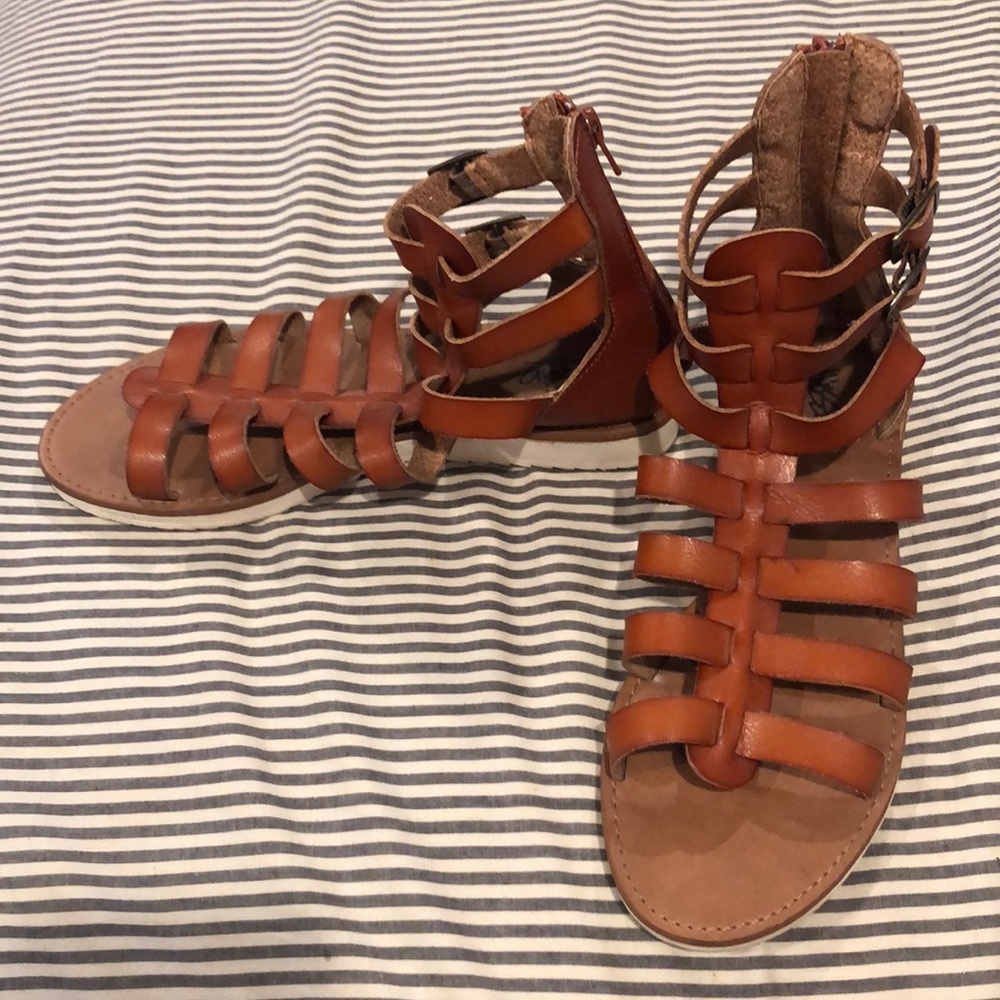 Tan short gladiator sandals